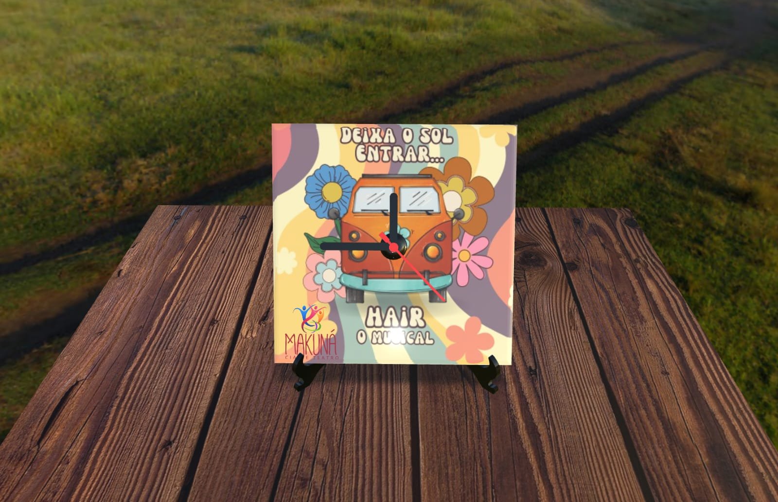 Relógio Deixa o Sol Entrar em Azulejo (20 x 20 cm)